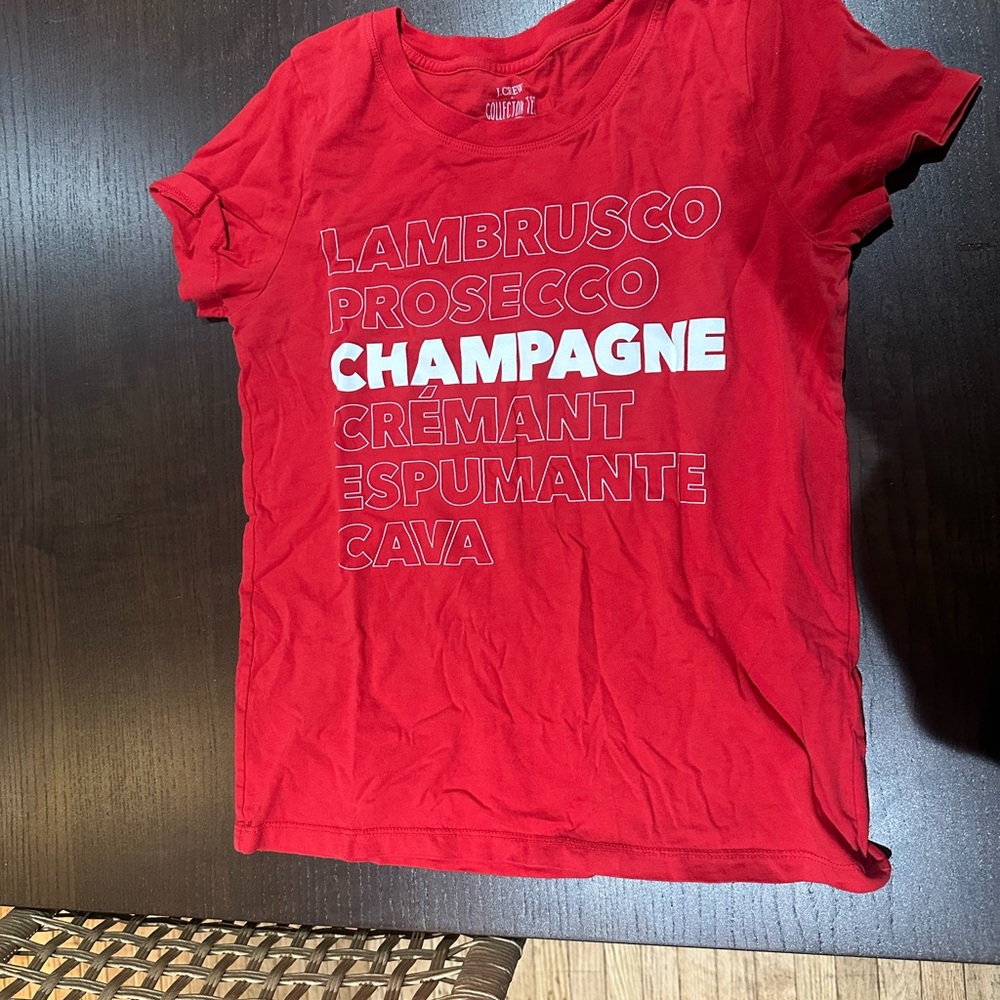 J. Crew Vibrant Red Tee with White Accents